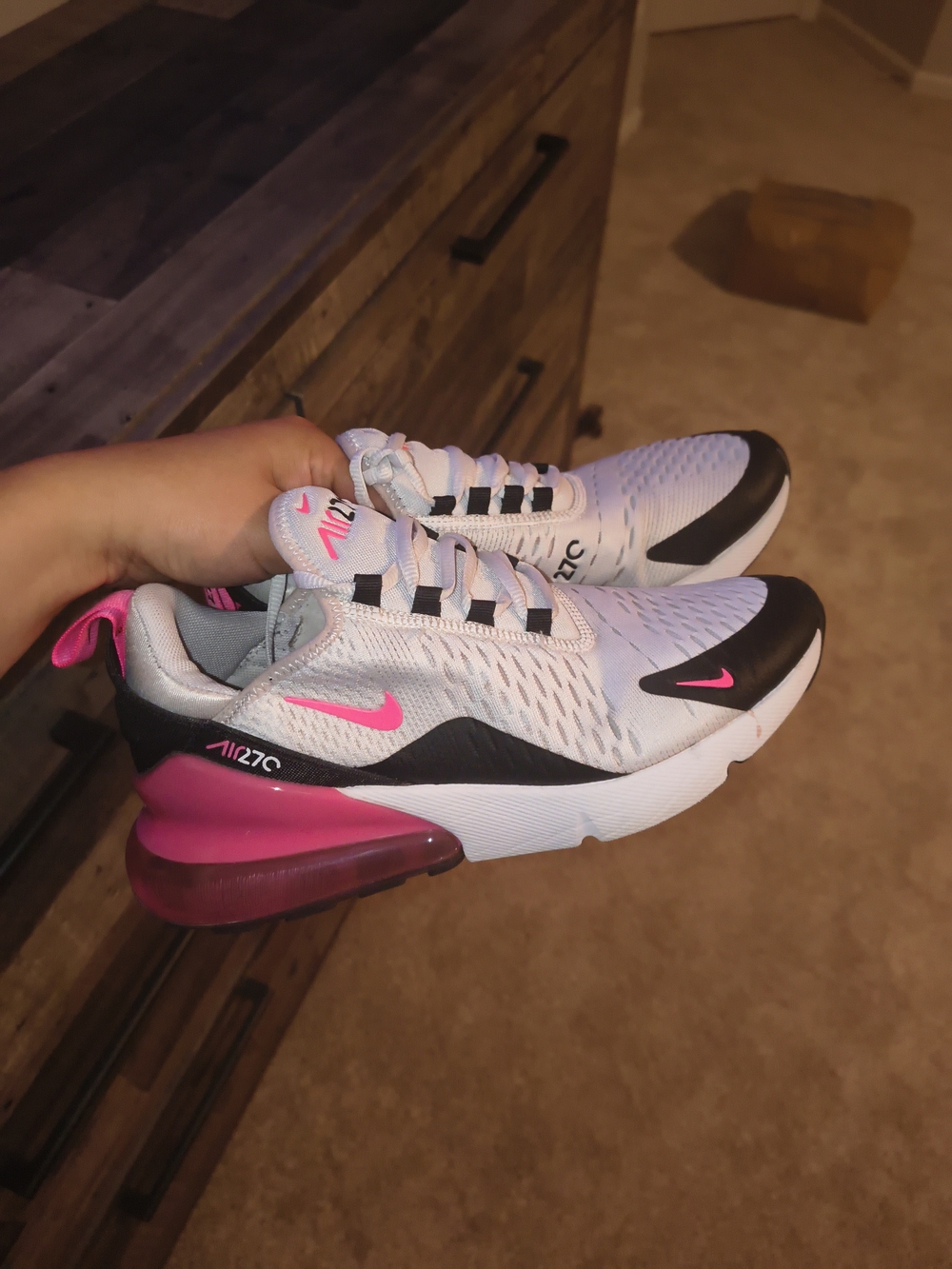 Nike Women’s Air Max 270 White & Pink Athletic Sneakers